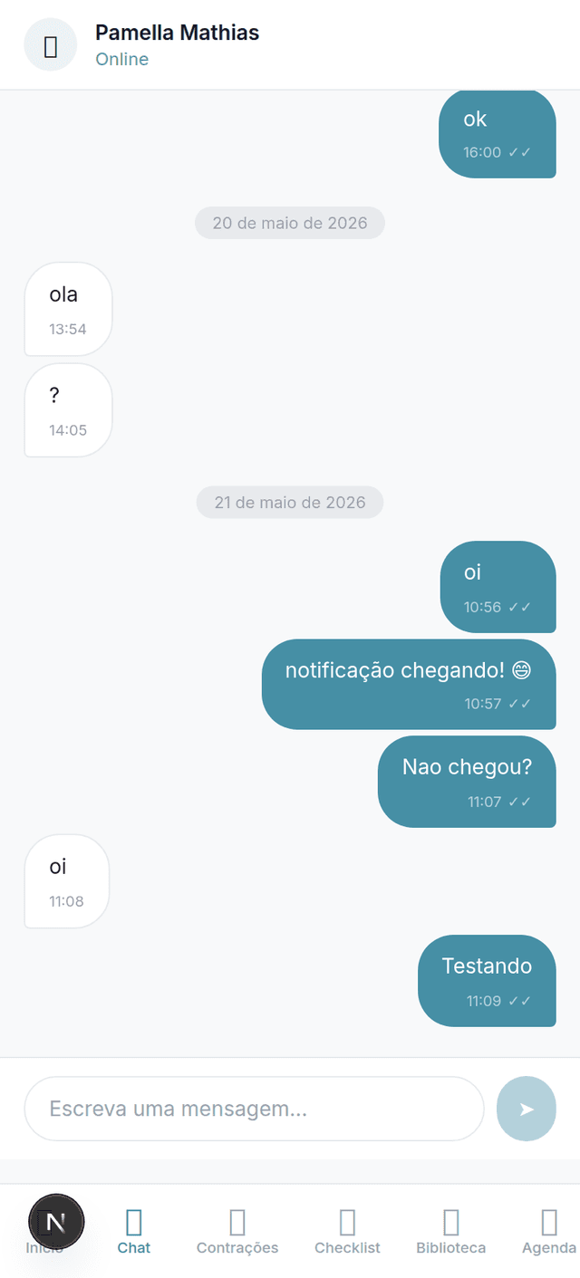 Chat entre gestante e doula